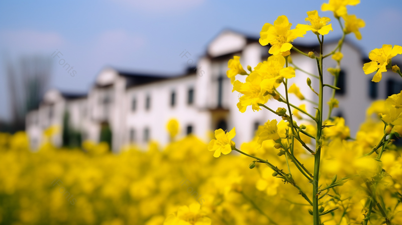 黄色生态旅游景点景区春天里的油菜花摄影背景,高清,摄影图,摄影图片,图片大全,摄影图免费下载